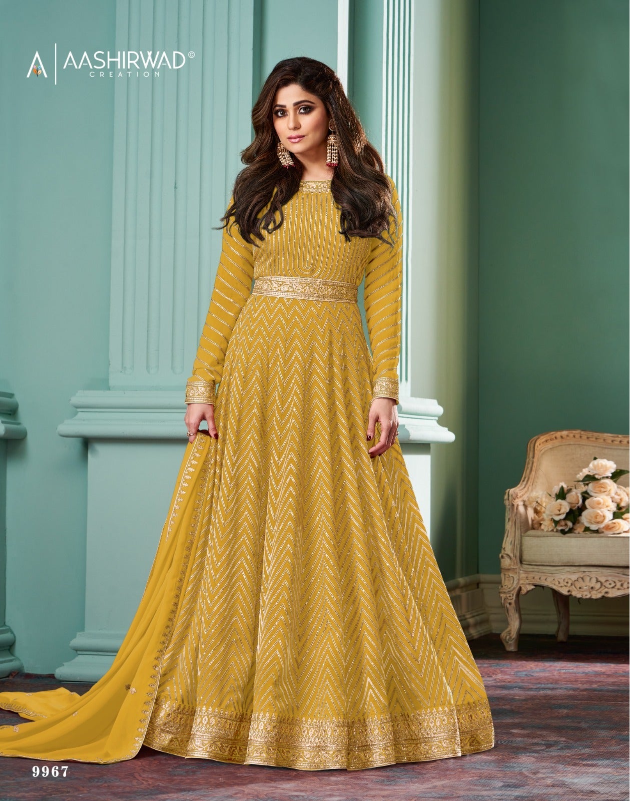 9967 Alizza Pro Aashirwad Creation Gown Dupatta Set