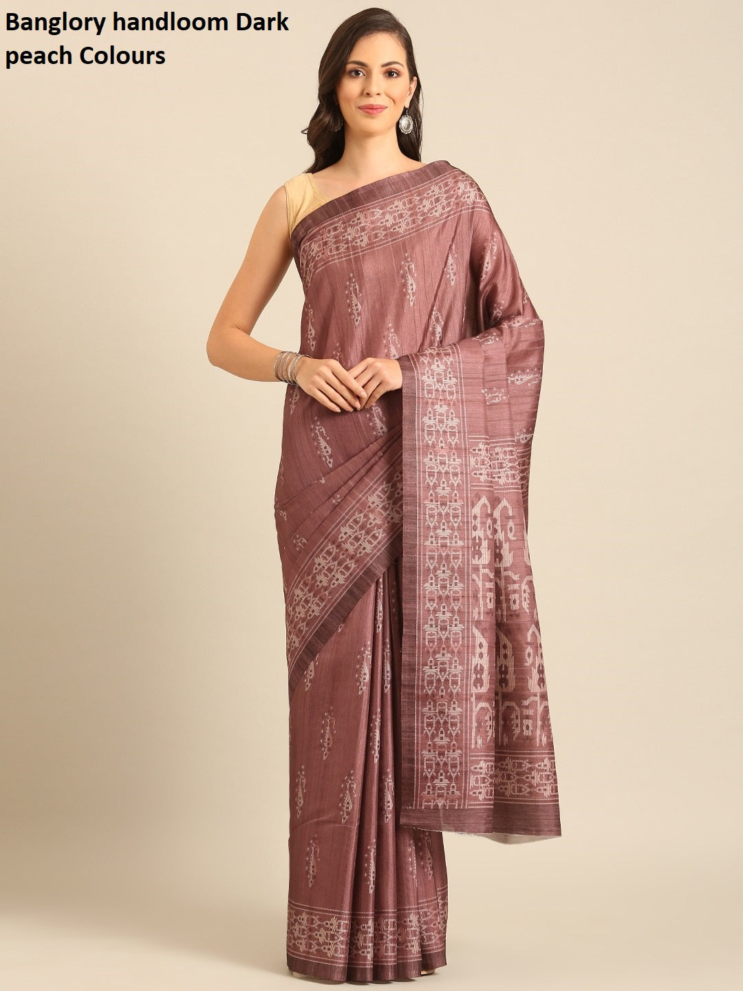 Banglory Handloom Dark Peach Bunawat Sarees