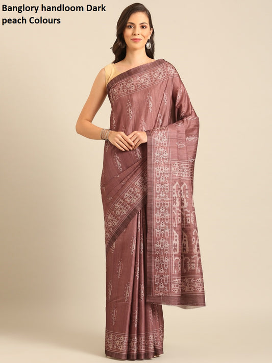 Banglory Handloom Dark Peach Bunawat Sarees