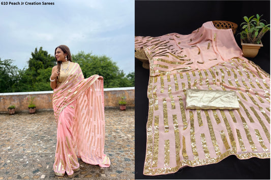610 Peach Jr Creation Sarees