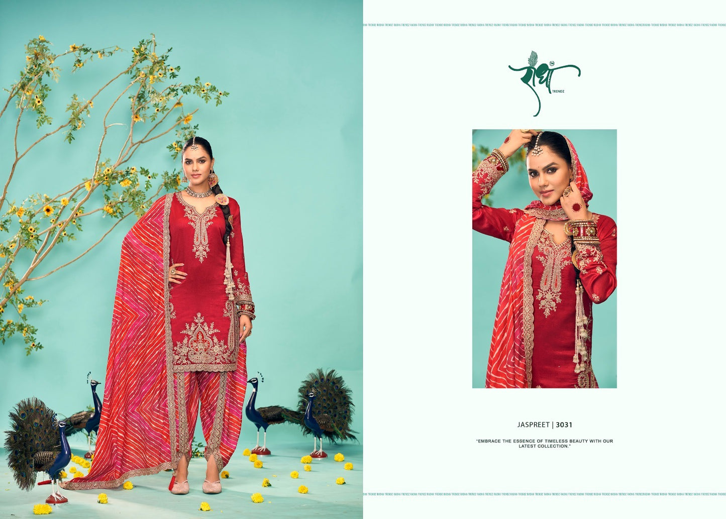 3031 Jaspreet Radha Trendz Heavy Chinon Readymade Suits