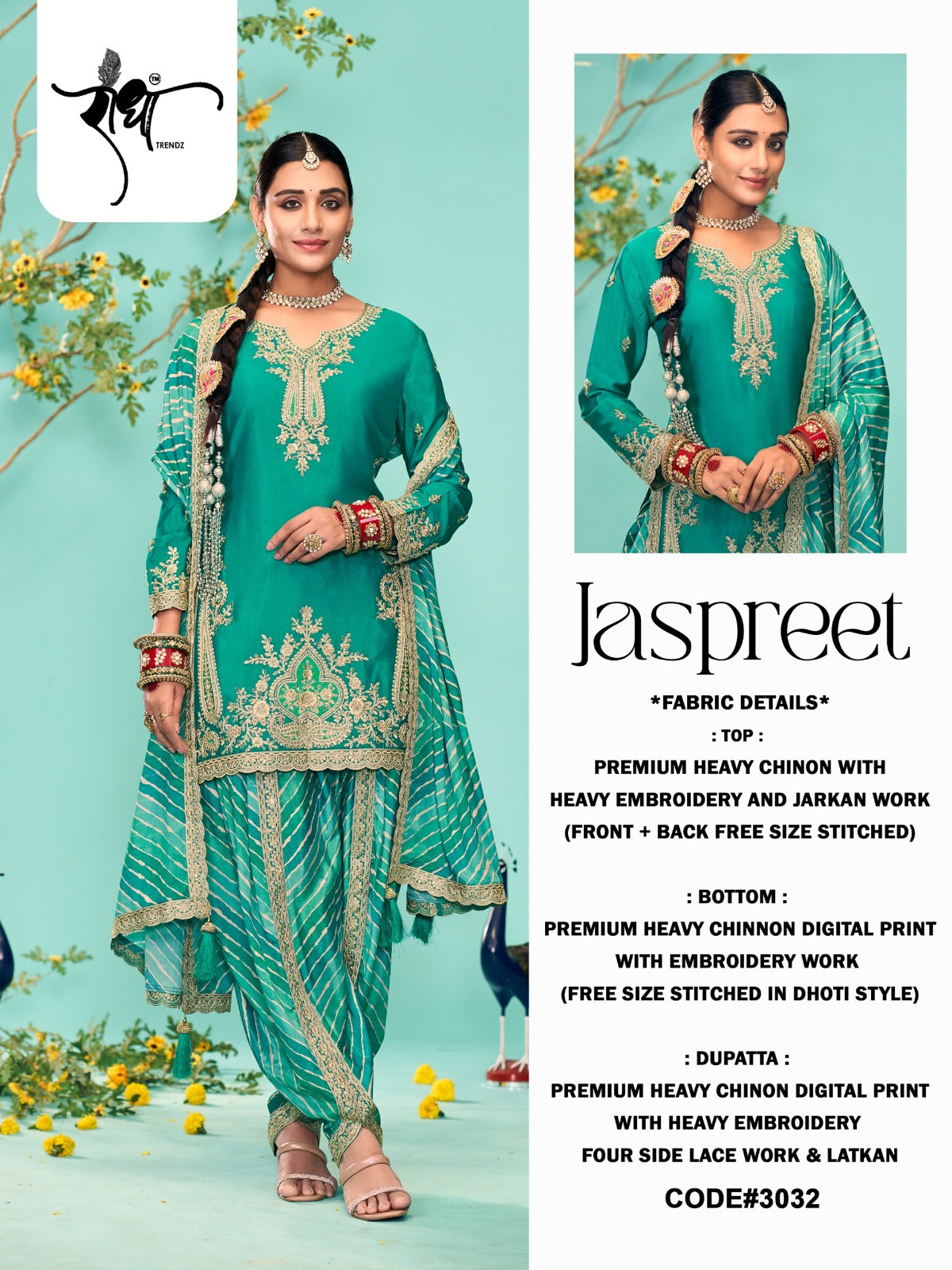 3032 Jaspreet Radha Trendz Heavy Chinon Readymade Suits