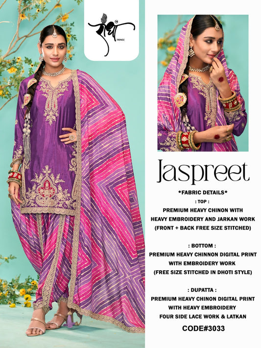 3033 Jaspreet Radha Trendz Heavy Chinon Readymade Suits