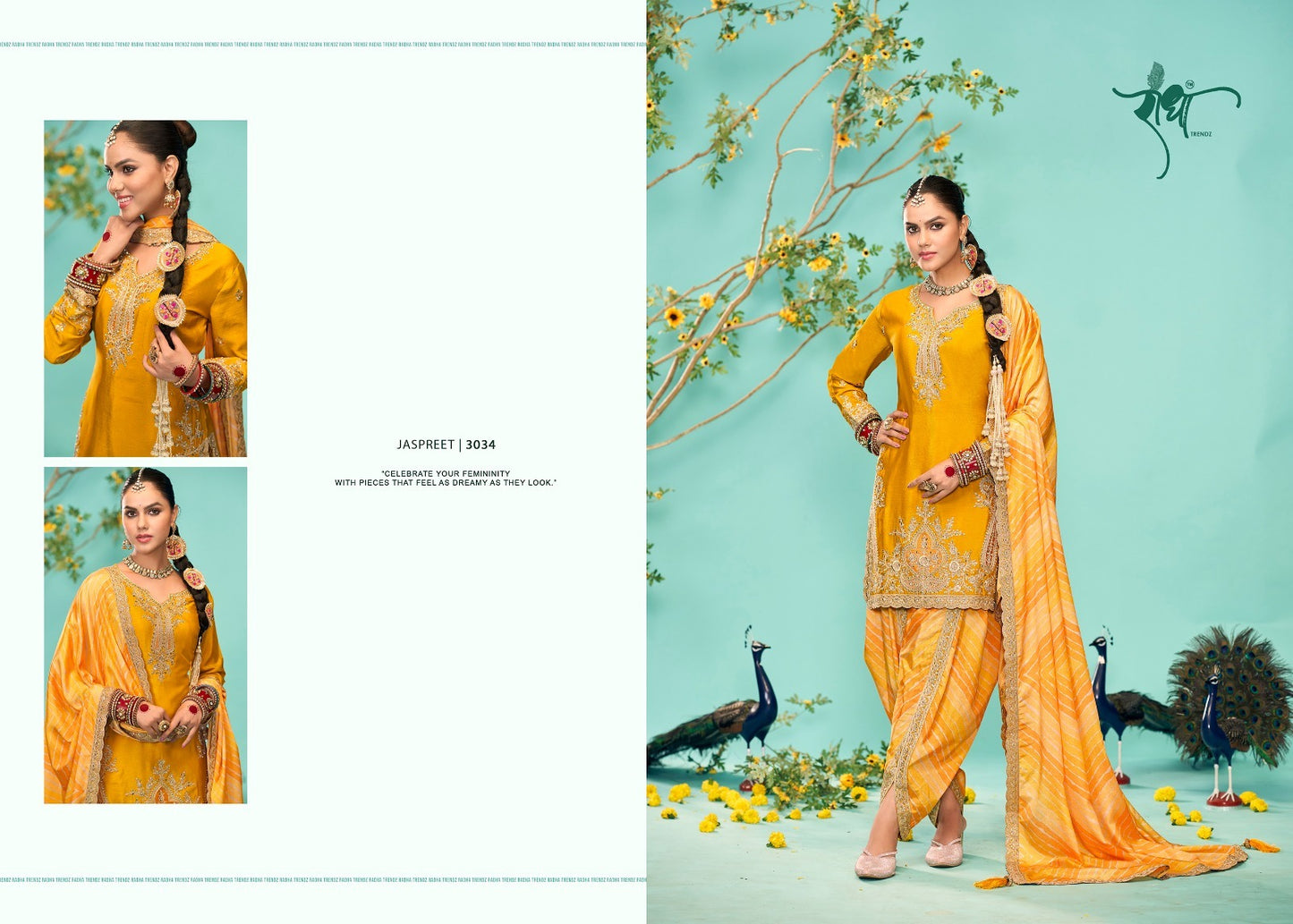 3034 Jaspreet Radha Trendz Heavy Chinon Readymade Suits