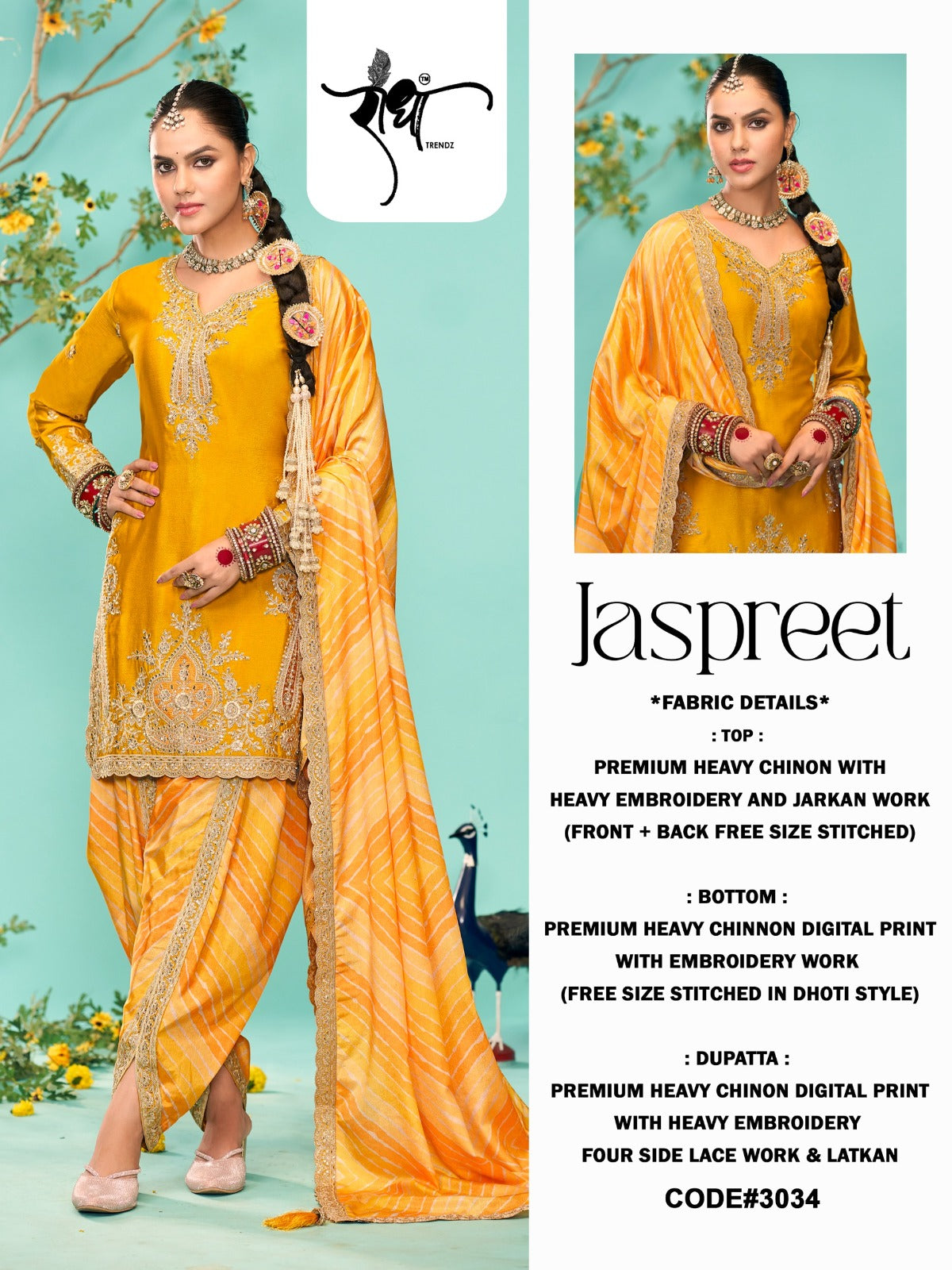 3034 Jaspreet Radha Trendz Heavy Chinon Readymade Suits