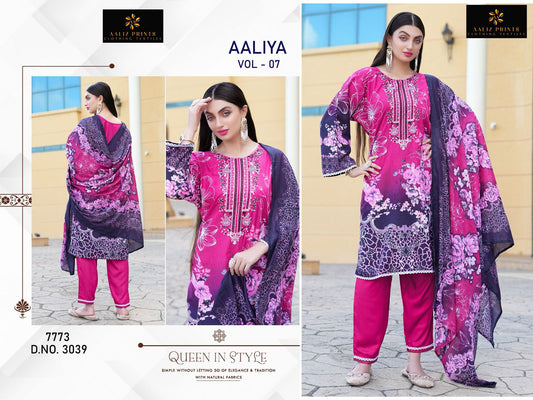3039 Aaliya Vol 7 Aaliz Print Printed Karachi Unstitched Suits