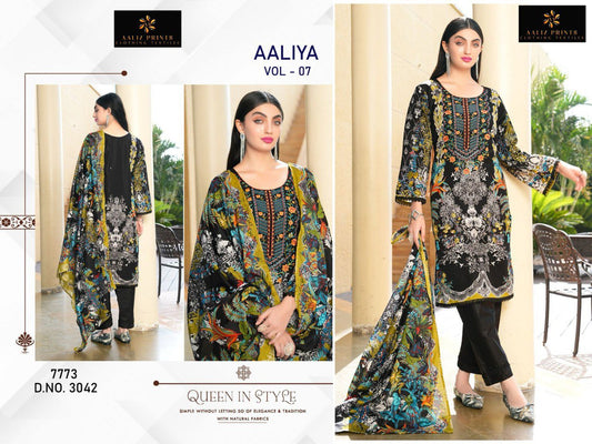 3042 Aaliya Vol 7 Aaliz Print Printed Karachi Unstitched Suits