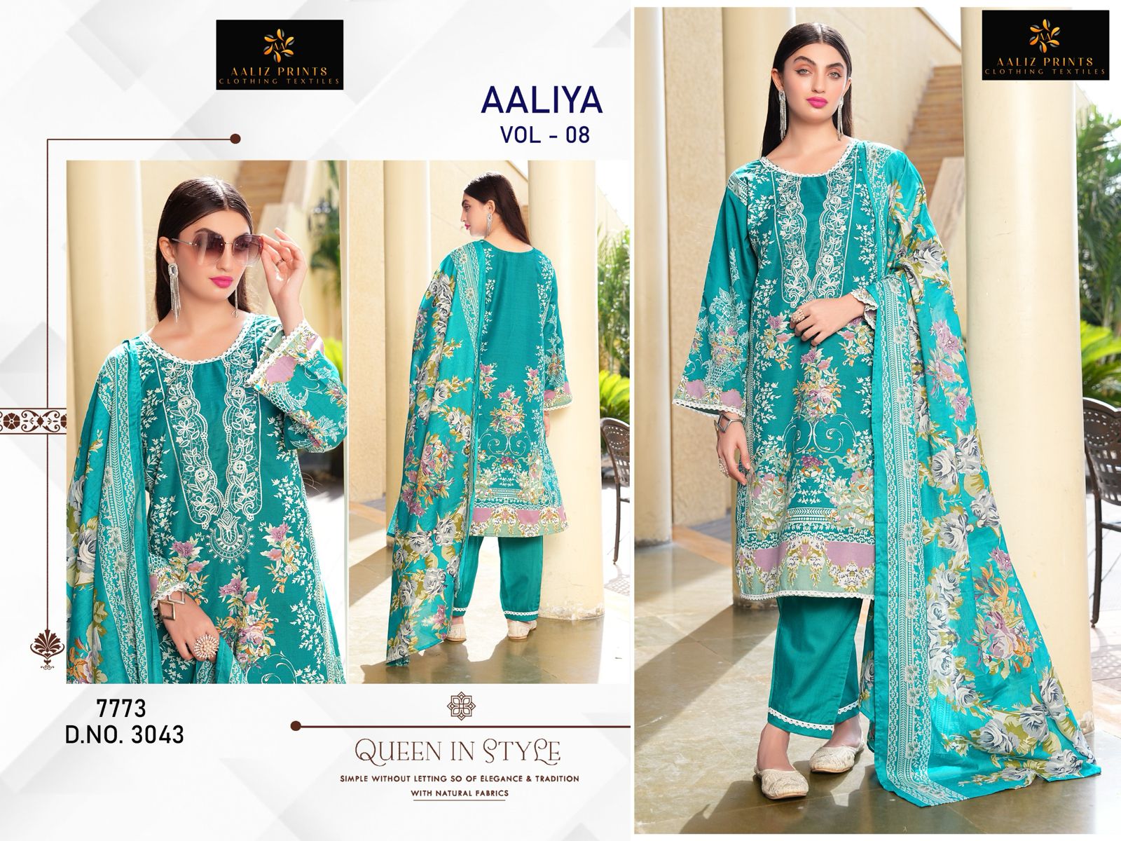 3043 Aaliya Vol 8 Aaliz Print Printed Karachi Unstitched Suits