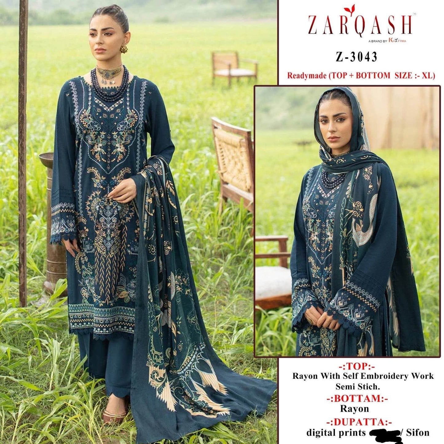 3043 Zarqash Embroidery Pakistani Readymade Suits