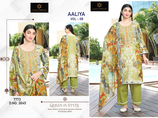 3045 Aaliya Vol 8 Aaliz Print Printed Karachi Unstitched Suits