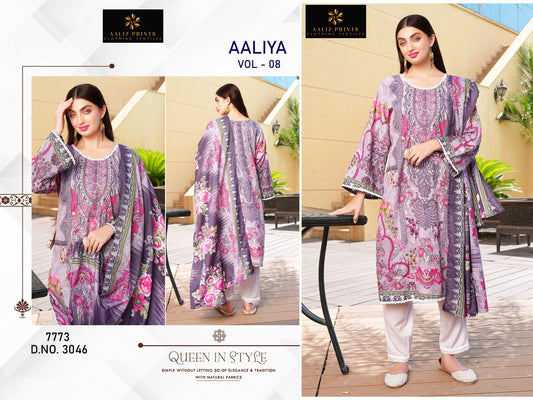 3046 Aaliya Vol 8 Aaliz Print Printed Karachi Unstitched Suits