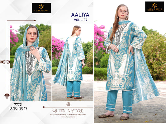 3047 Aaliya Vol 9 Aaliz Print Printed Karachi Unstitched Suits