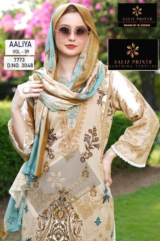 3048 Aaliya Vol 9 Aaliz Print Printed Karachi Unstitched Suits