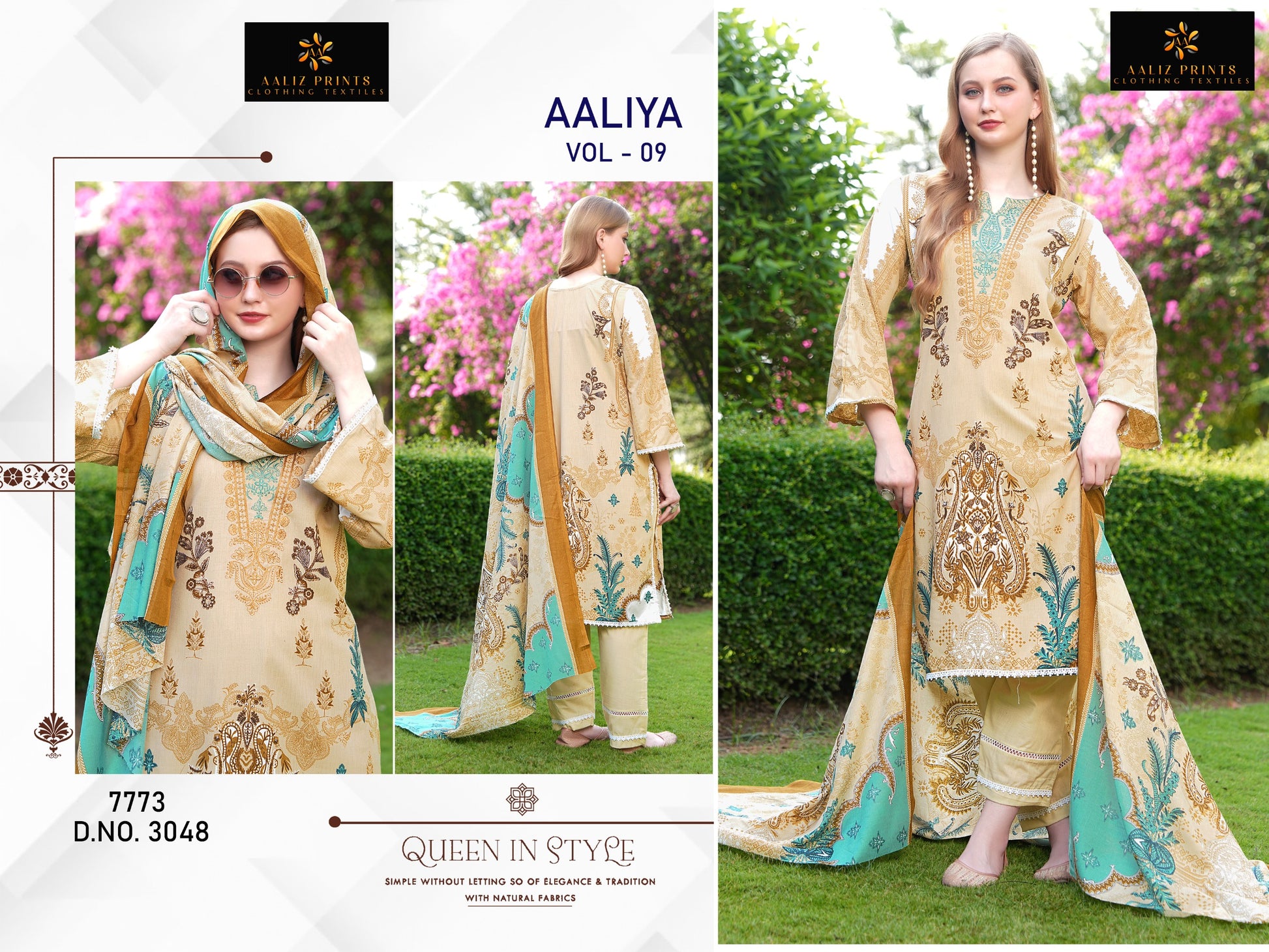 3048 Aaliya Vol 9 Aaliz Print Printed Karachi Unstitched Suits
