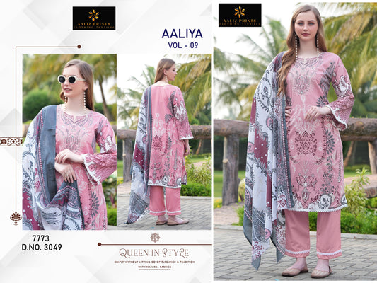 3049 Aaliya Vol 9 Aaliz Print Printed Karachi Unstitched Suits