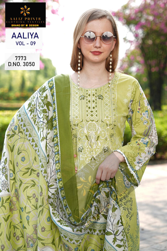 3050 Aaliya Vol 9 Aaliz Print Printed Karachi Unstitched Suits