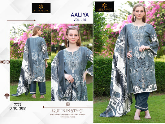 3051 Aaliya Vol 10 Aaliz Print Printed Karachi Unstitched Suits