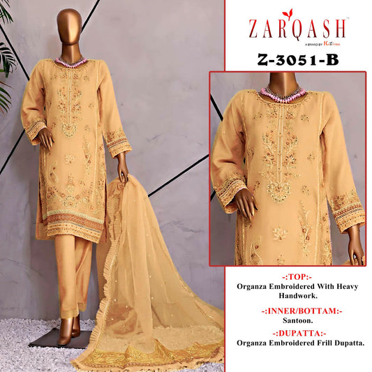 3051B Zarqash Hand Work Pakistani Salwar Suits