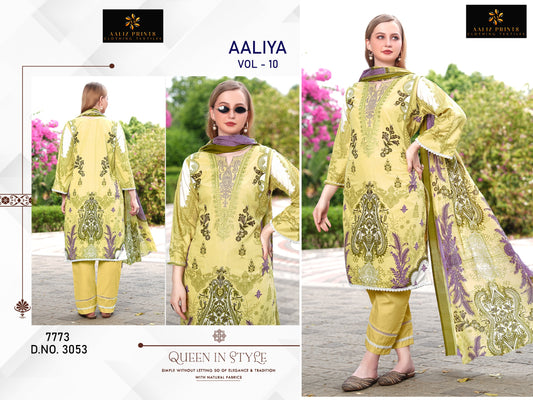 3053 Aaliya Vol 10 Aaliz Print Printed Karachi Unstitched Suits