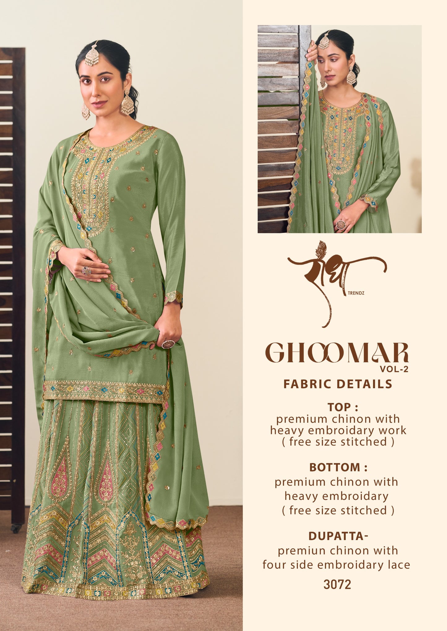 3072 Ghoomar Vol 2 Radha Trendz Premium Chinon Readymade Suits