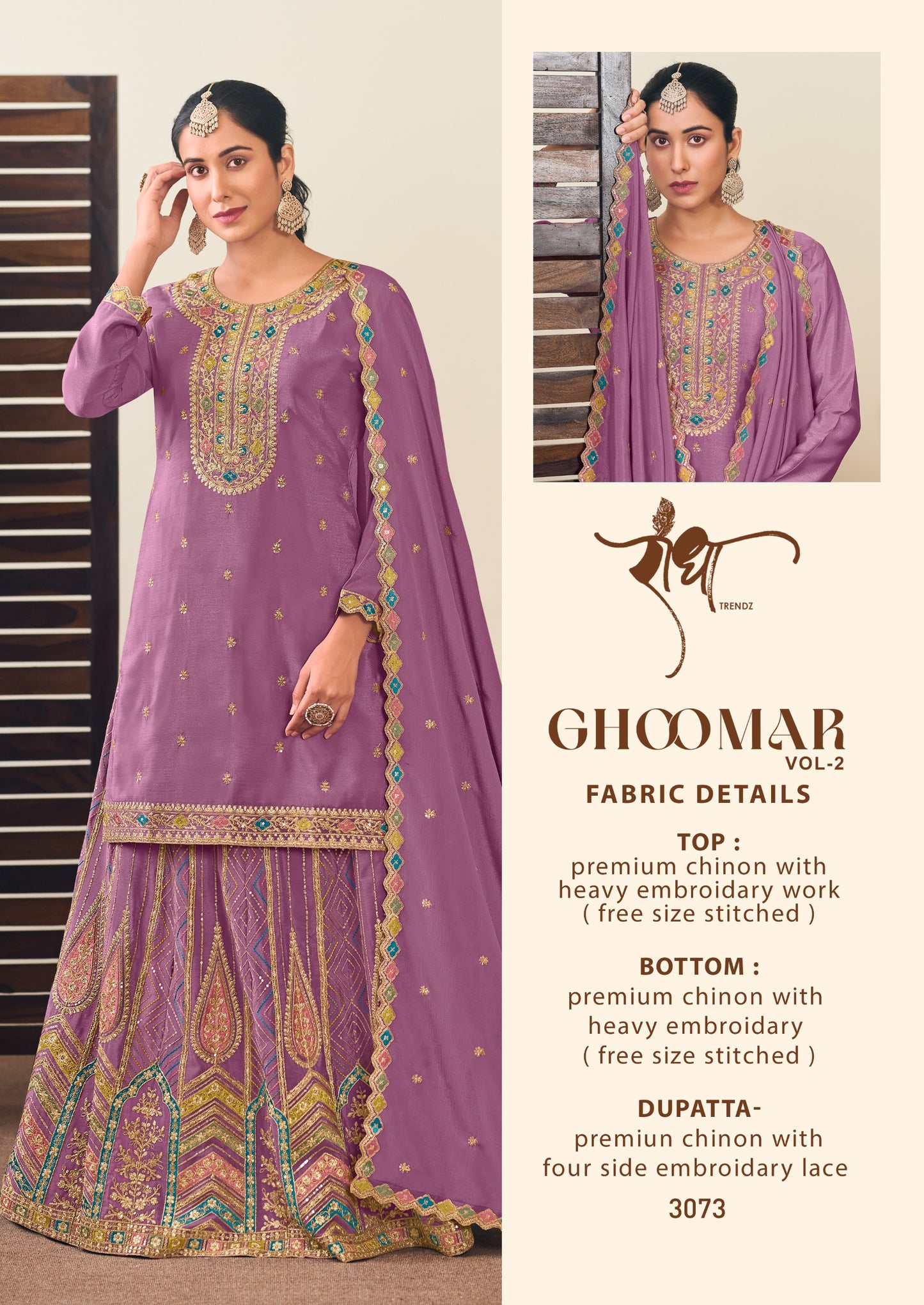 3073 Ghoomar Vol 2 Radha Trendz Premium Chinon Readymade Suits