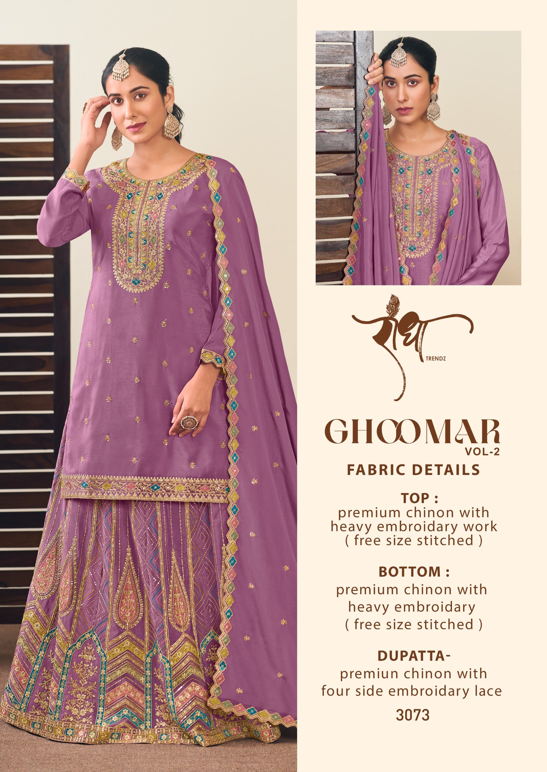 3073 Ghoomar Vol 2 Radha Trendz Premium Chinon Readymade Suits