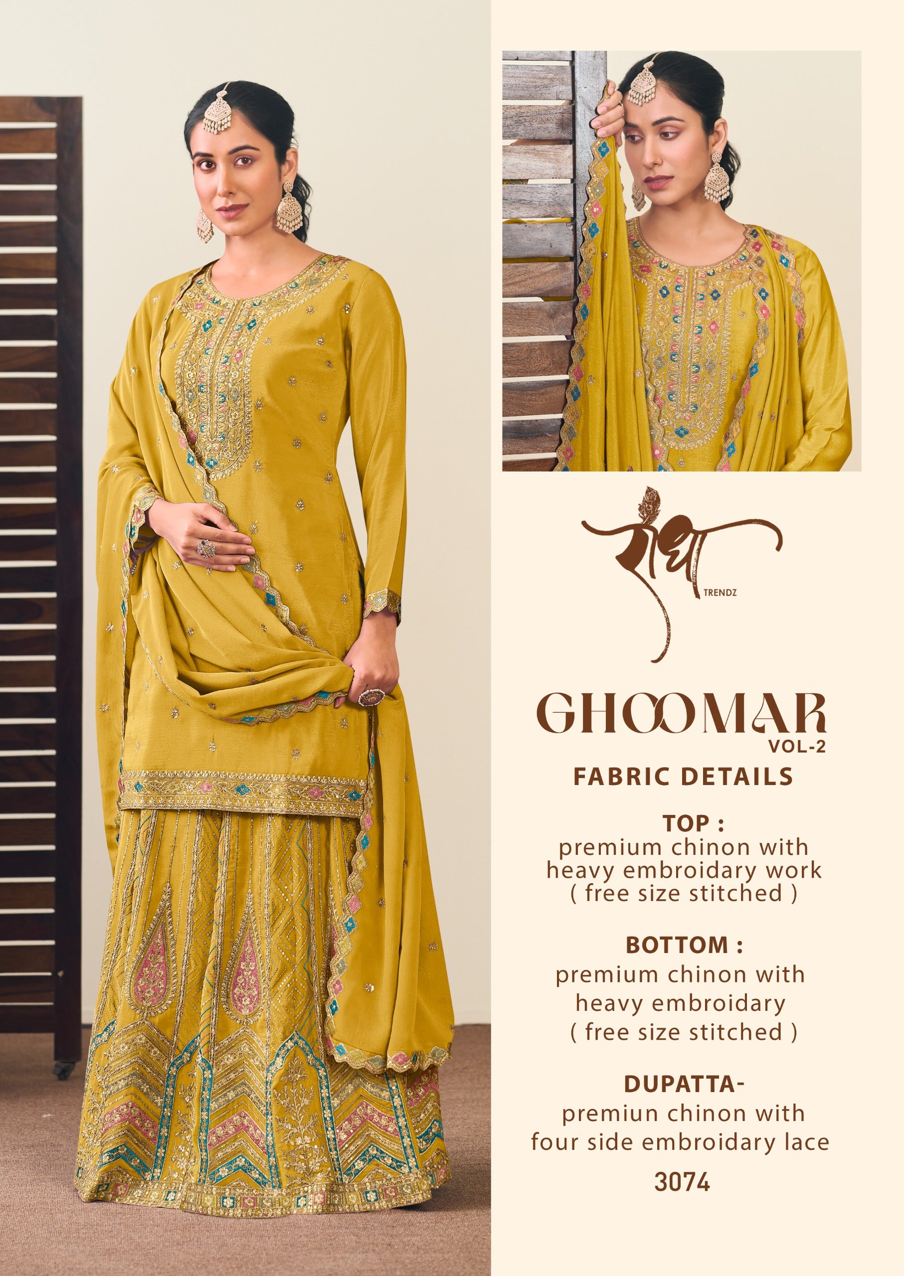 3074 Ghoomar Vol 2 Radha Trendz Premium Chinon Readymade Suits