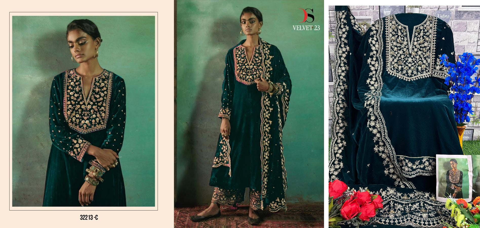 32213C Deepsy Velvet Suits