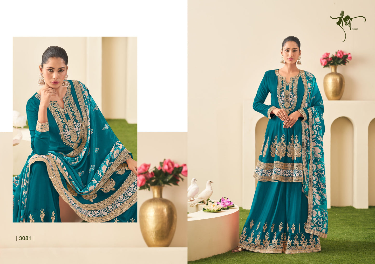 3081 Sitare Radha Trendz Premium Chinon Readymade Suits