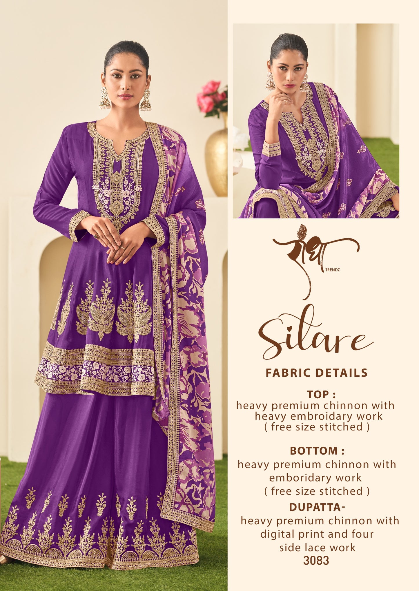 3083 Sitare Radha Trendz Premium Chinon Readymade Suits