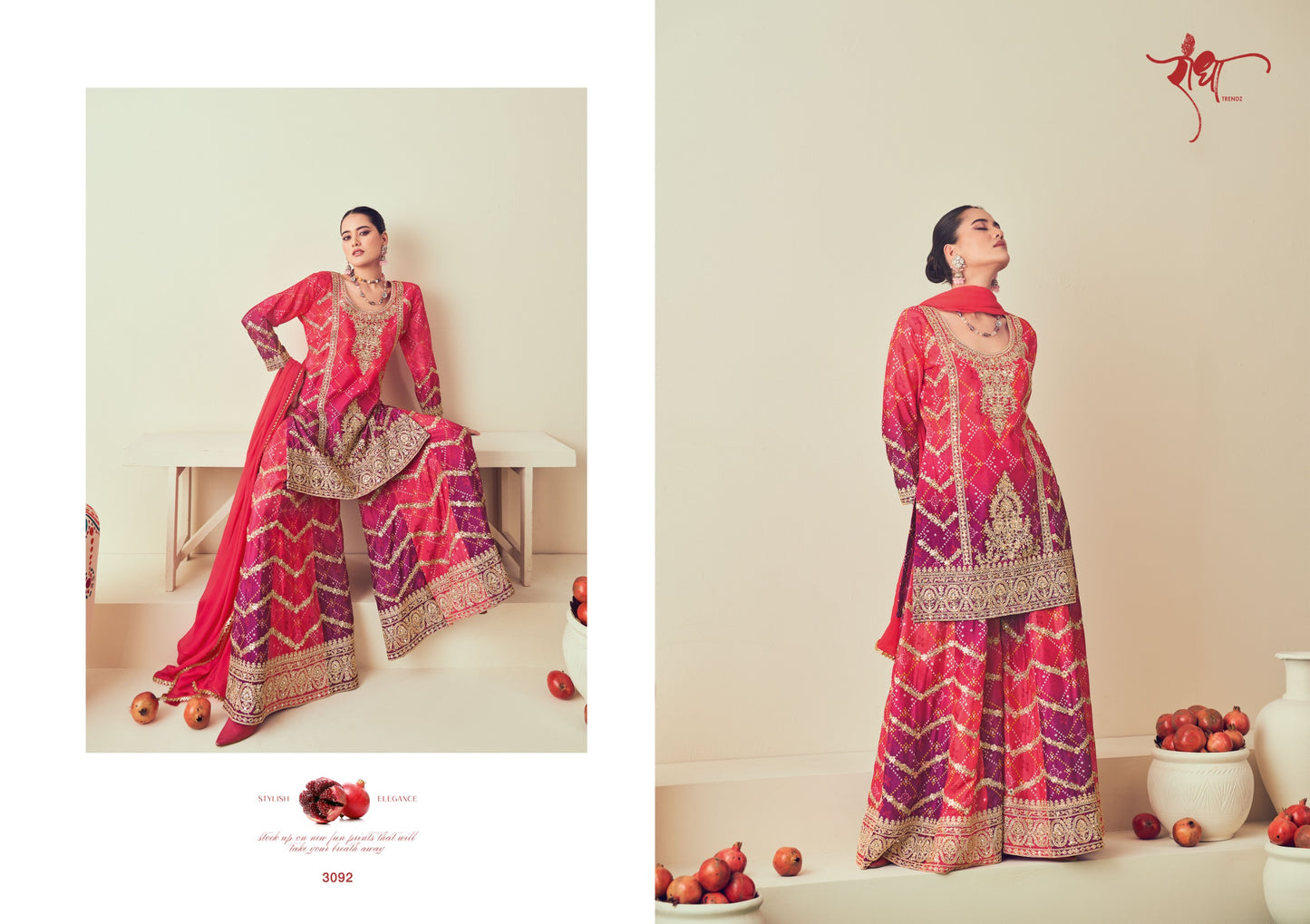 3092 Rangmahal Radha Trendz Premium Chinon Readymade Suits
