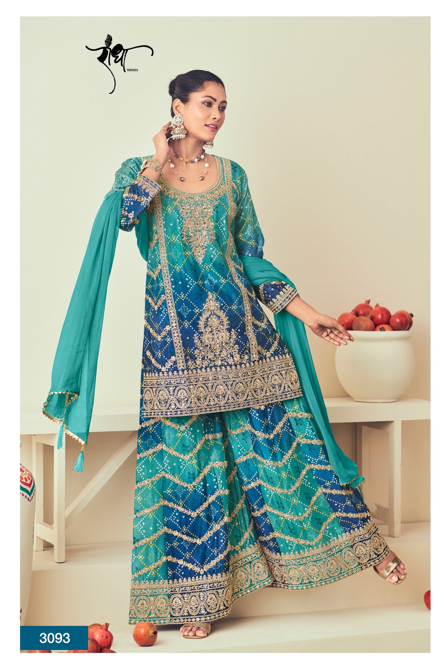 3093 Rangmahal Radha Trendz Premium Chinon Readymade Suits