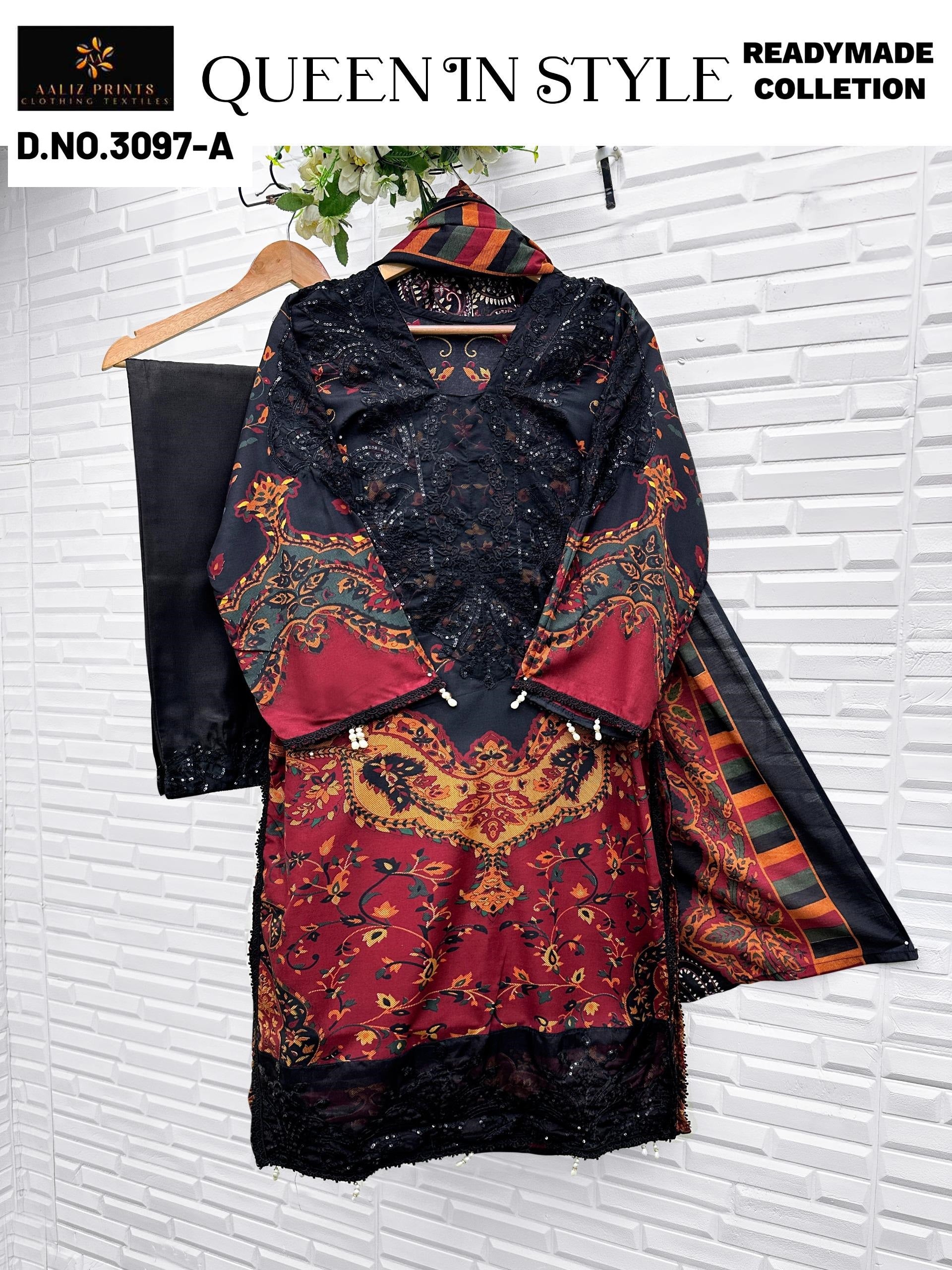 3097-A Aaliz Print Embroidery Pakistani Readymade Suits