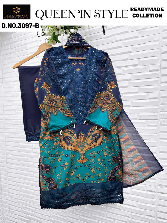 3097-B Aaliz Print Embroidery Pakistani Readymade Suits