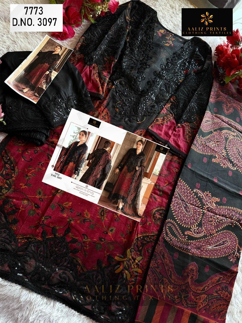 3097 Aaliz Print Embroidery Pakistani Patch Suits
