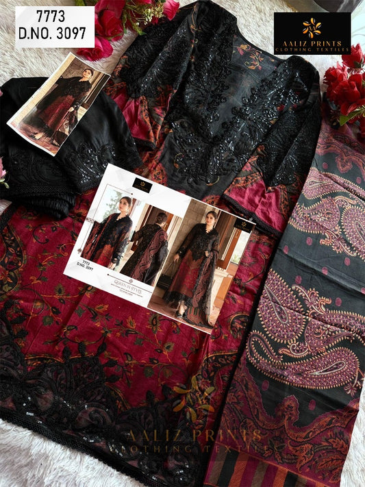 3097 Aaliz Print Embroidery Pakistani Patch Suits