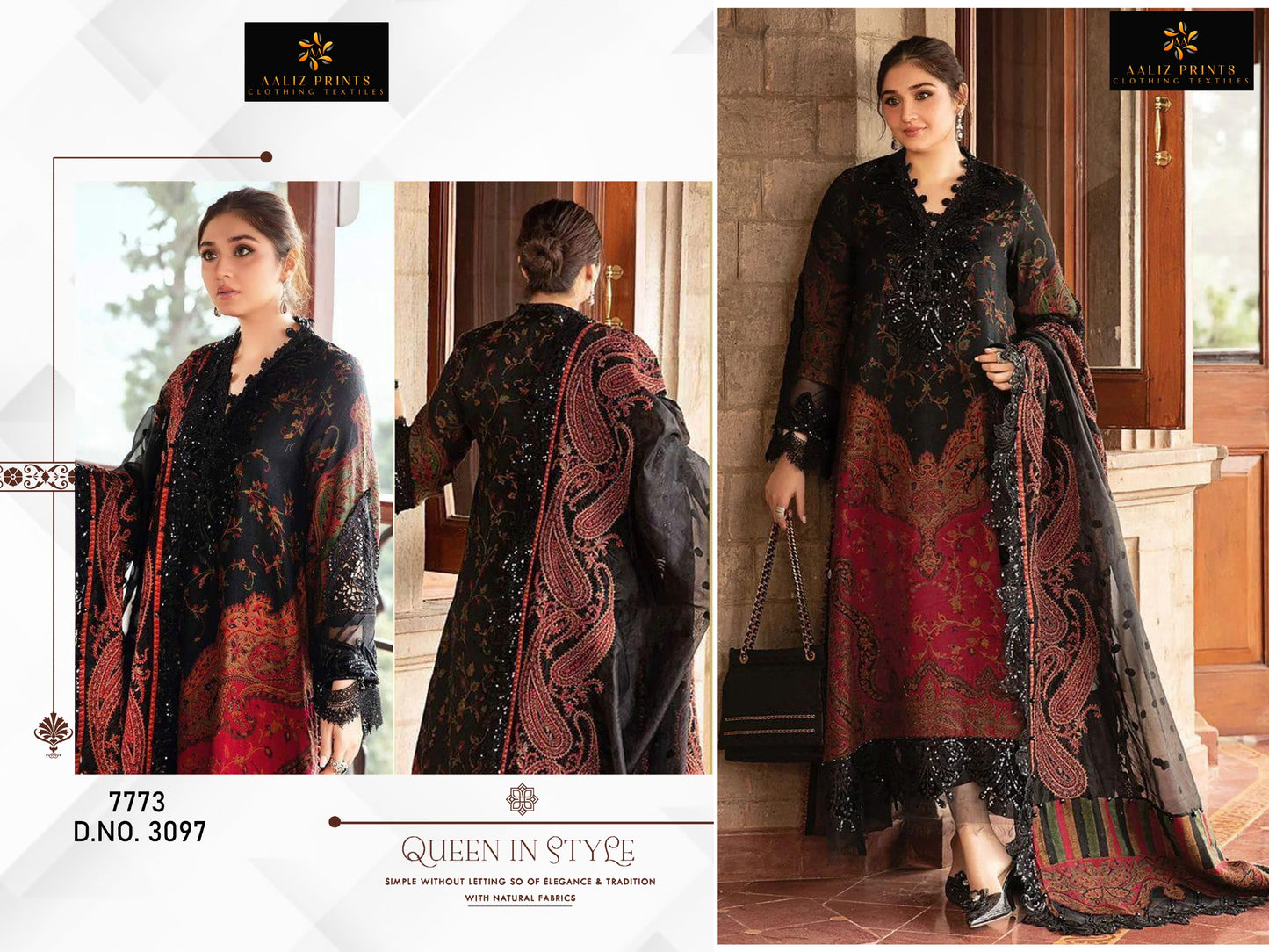 3097 Aaliz Print Embroidery Pakistani Patch Suits