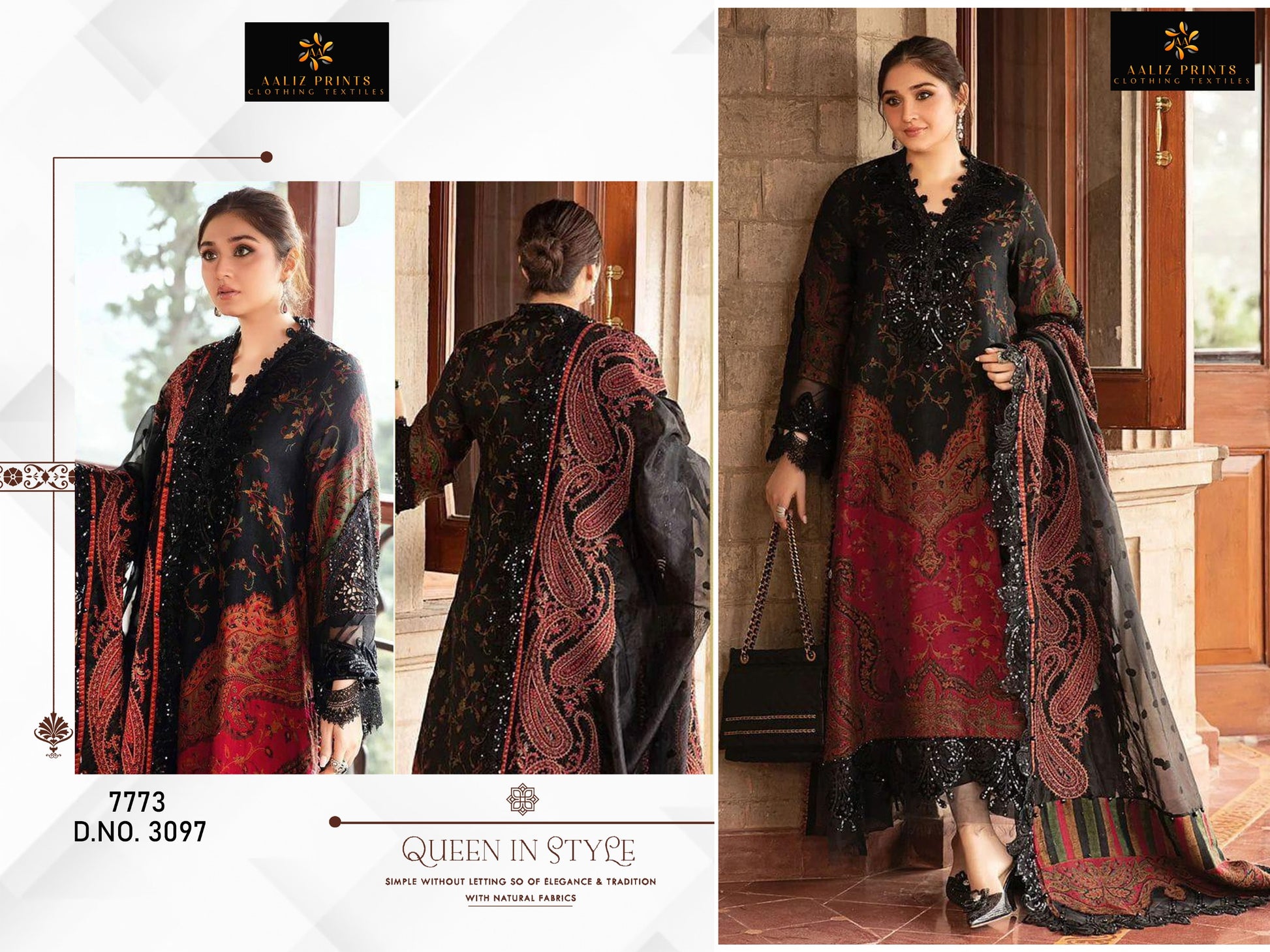 3097 Aaliz Print Embroidery Pakistani Patch Suits