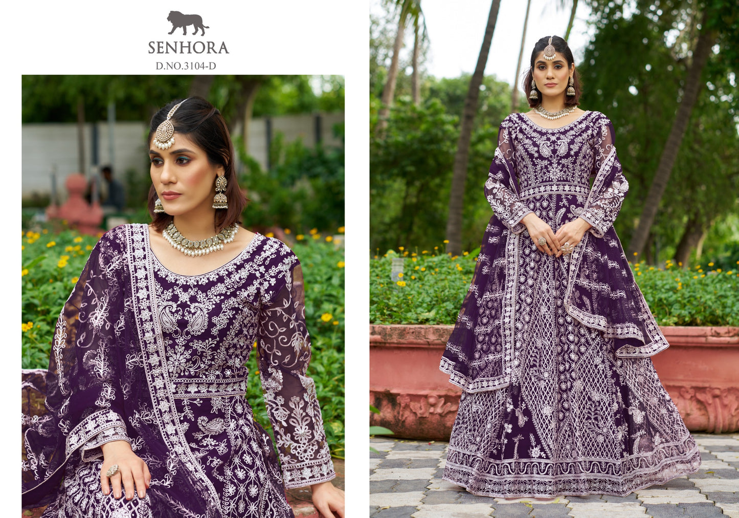 3104-A Wine Senhora Anarkali Gown Dupatta Set