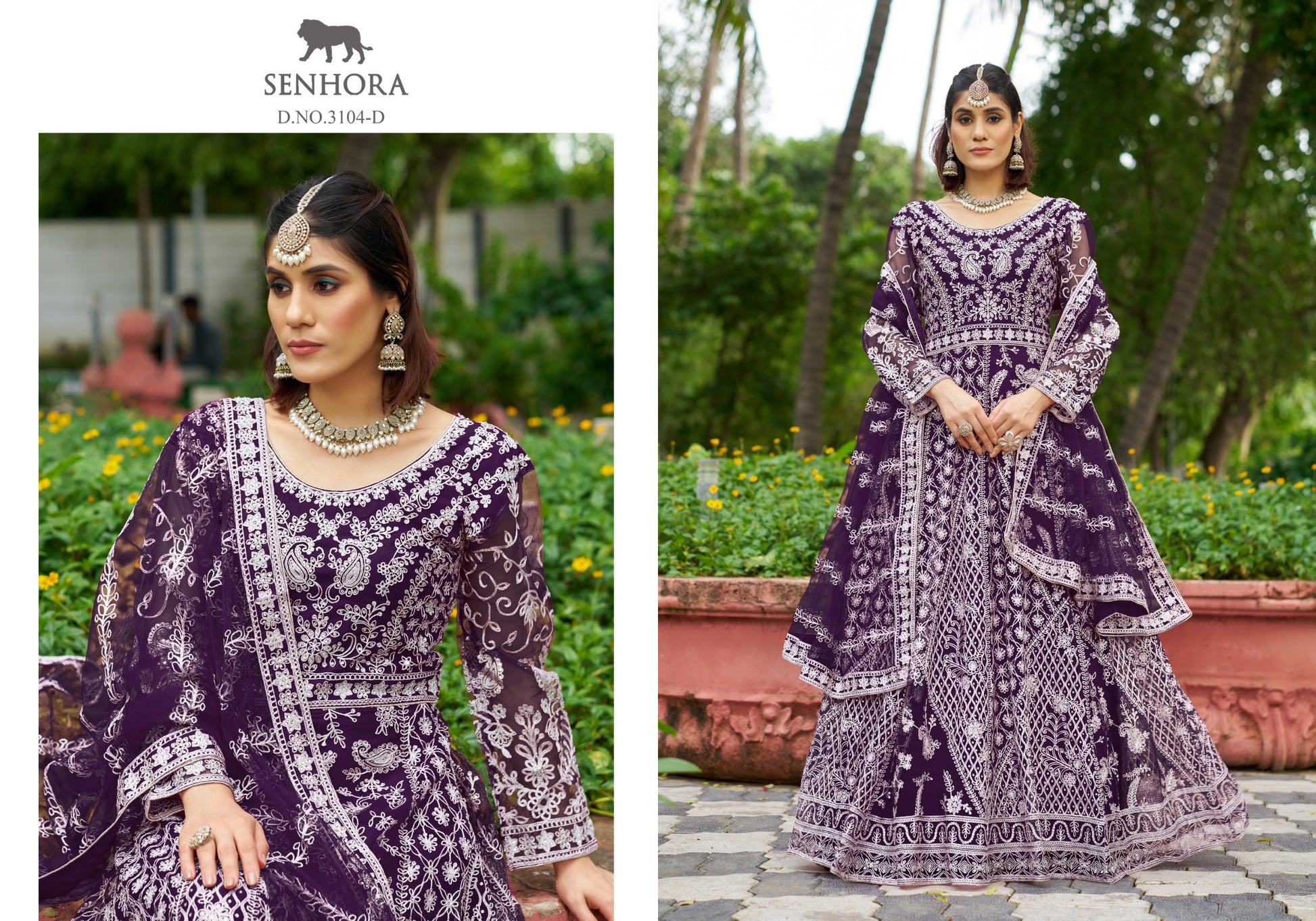 3104-A Wine Senhora Anarkali Gown Dupatta Set