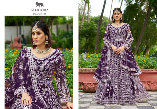 3104-A Wine Senhora Anarkali Gown Dupatta Set