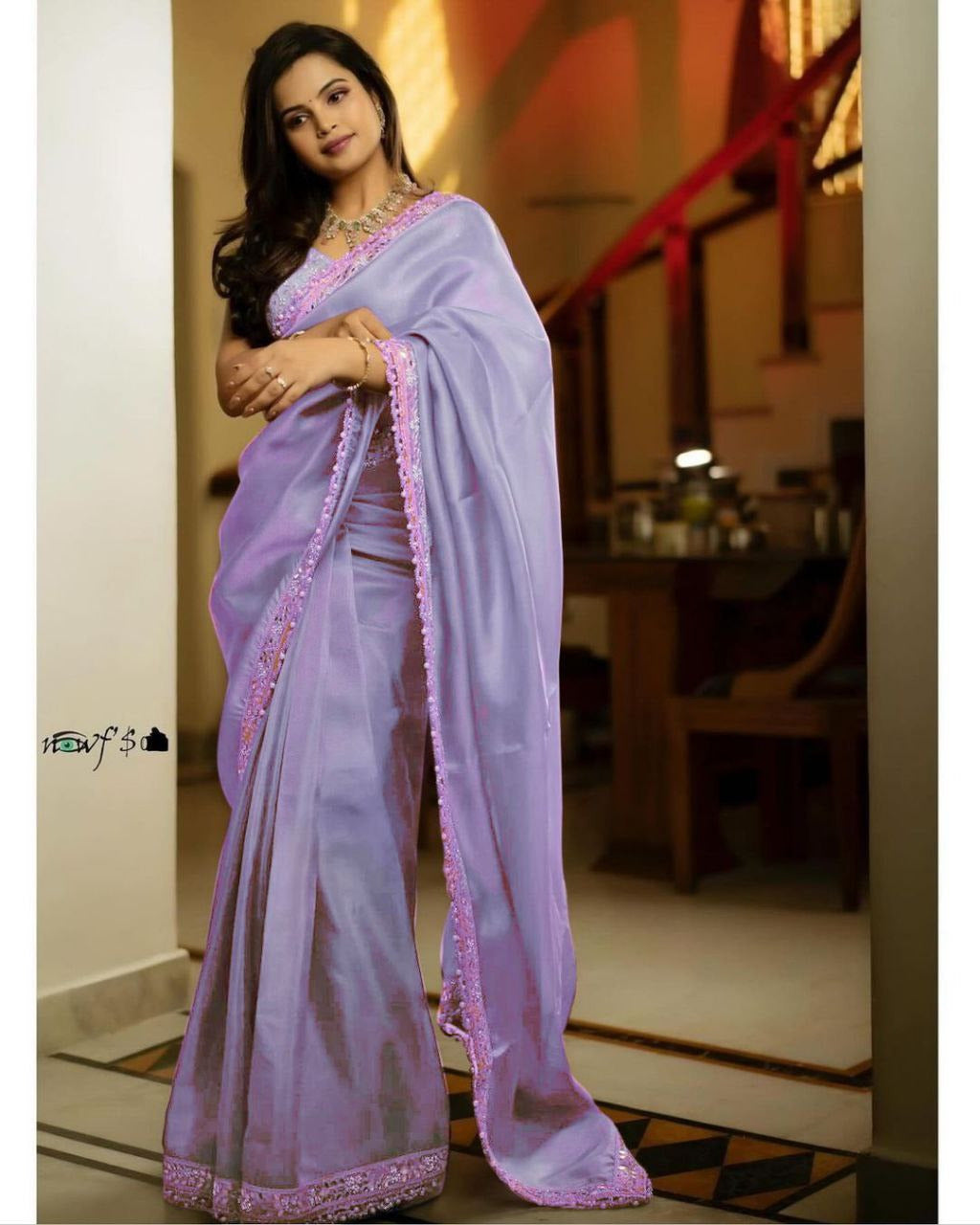 3106 Light Purple Bt Tissue Silk Sarees
