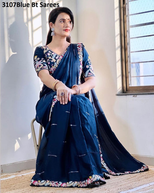 3107Blue Bt Sarees