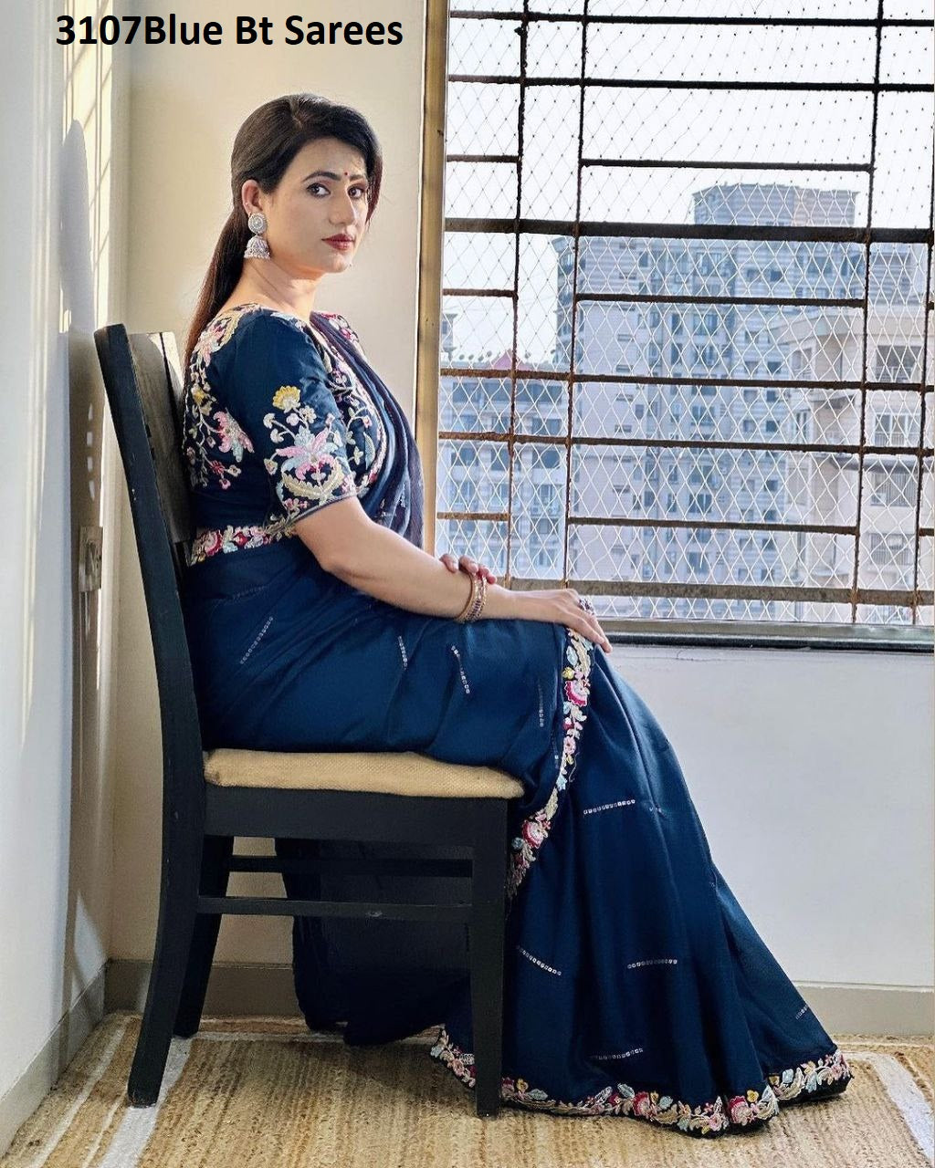 3107Blue Bt Sarees