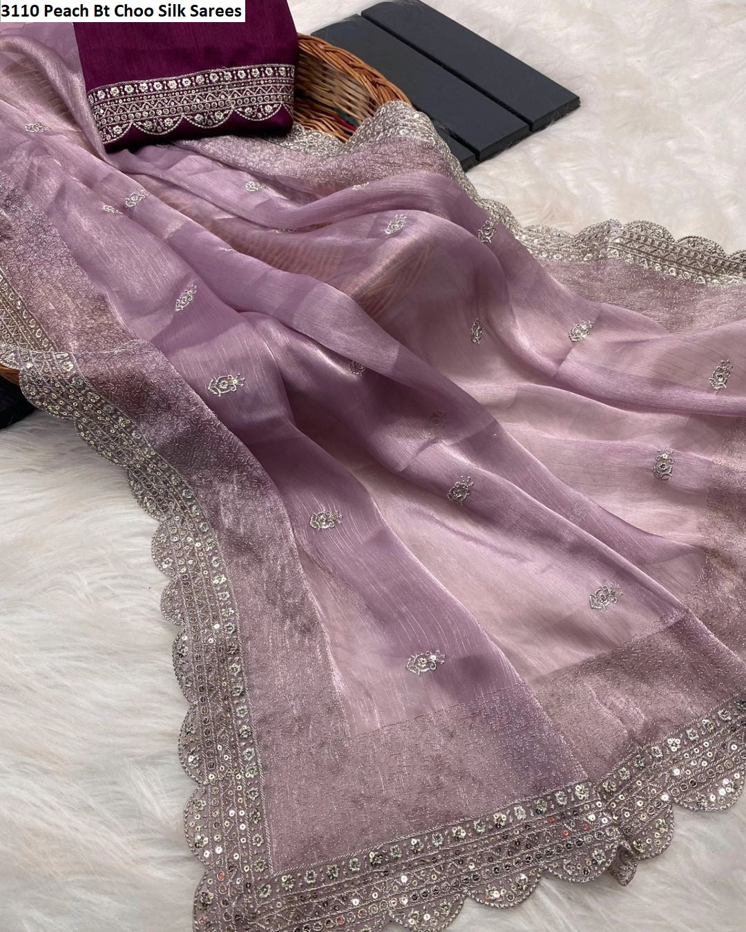 3110 Peach Bt Choo Silk Sarees