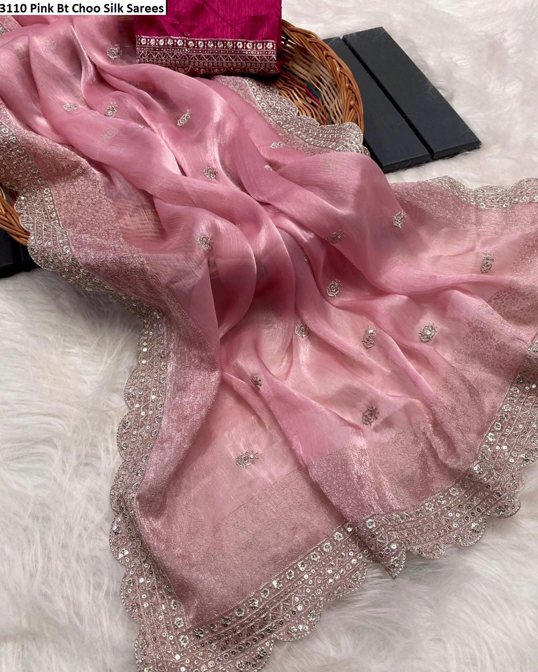 3110 Pink Bt Choo Silk Sarees