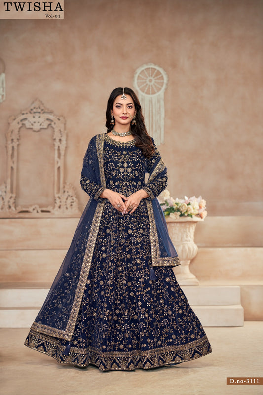 3111 Vol 31 Twisha Velvet Gown Dupatta Set