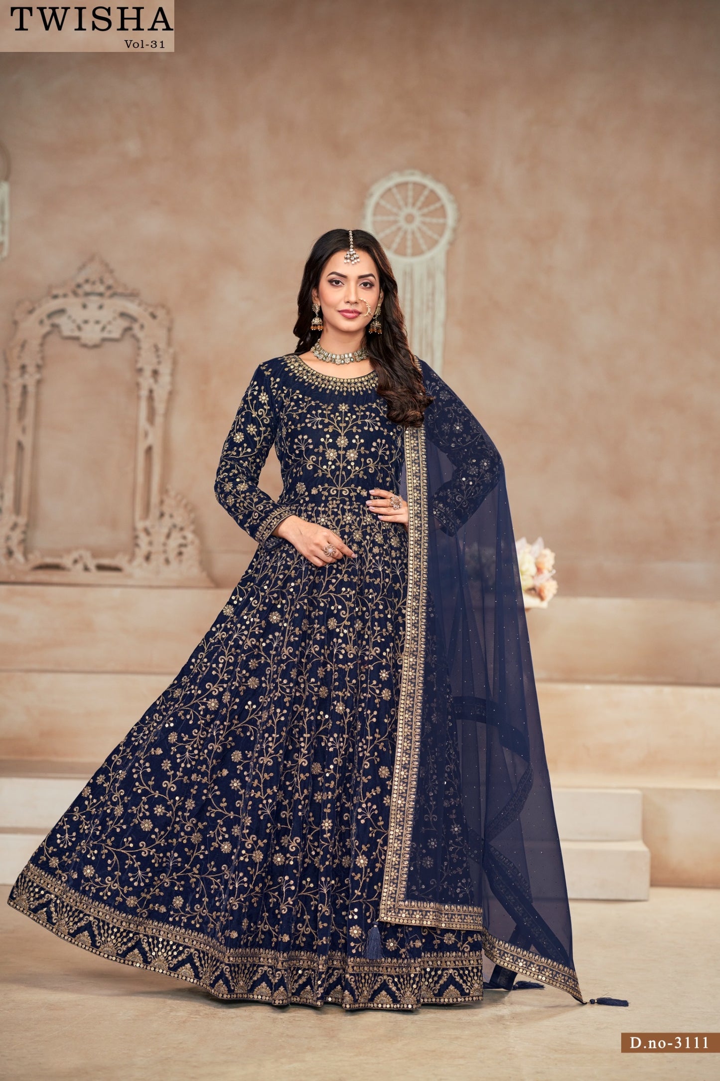 3111 Vol 31 Twisha Velvet Gown Dupatta Set