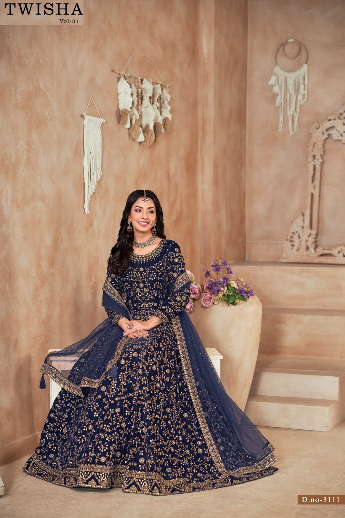 3111 Vol 31 Twisha Velvet Gown Dupatta Set