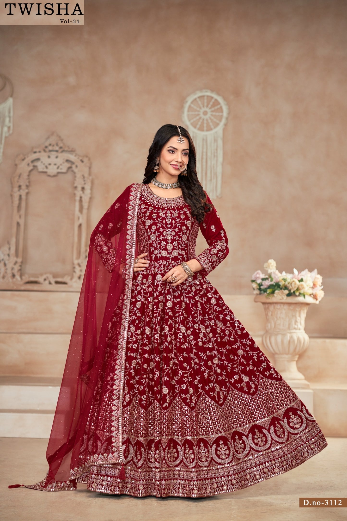 3112 Vol 31 Twisha Velvet Gown Dupatta Set